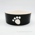 Tazón de alimentación de mascotas tazón de perro de cerámica redondeada negra